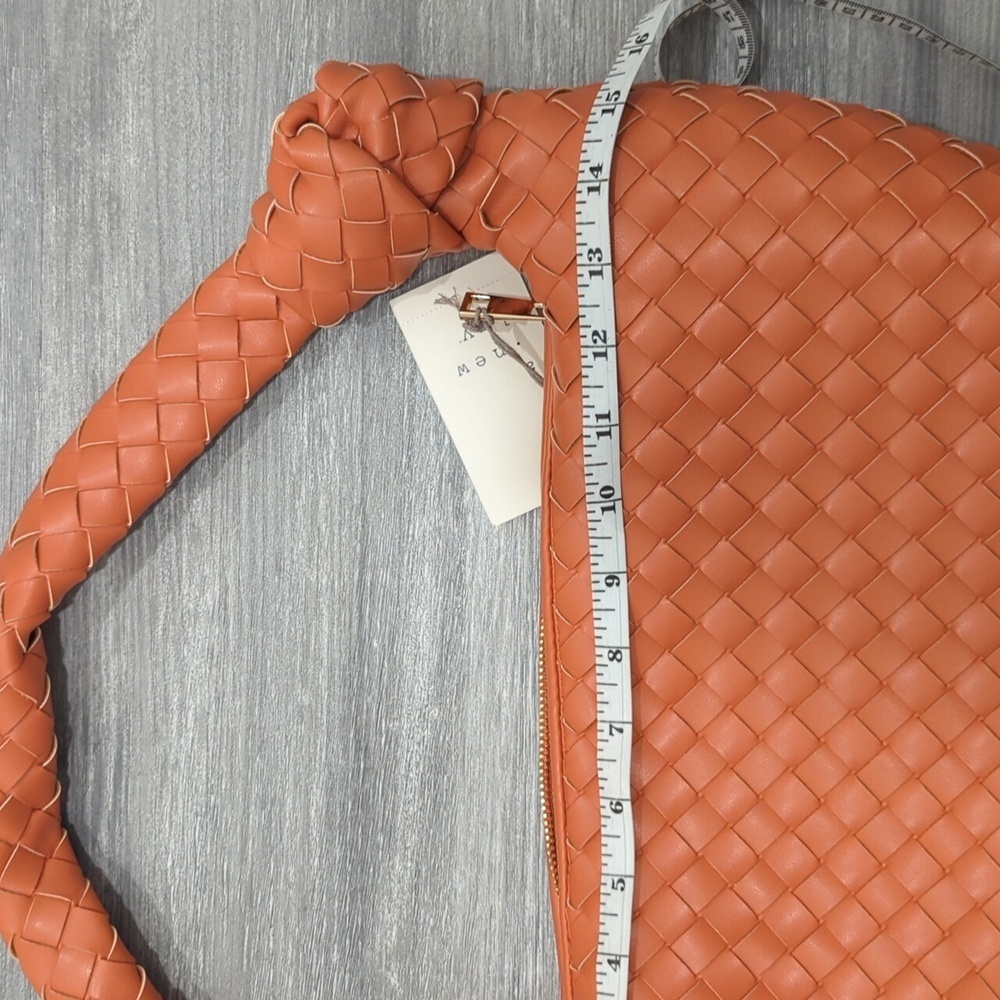 a new day Woven Hobo Shoulder Bag in Coral Orange - Picture 7 of 10